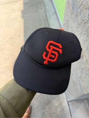 Black Baseball Cap with Orange Embroidered SF Logo Youth
